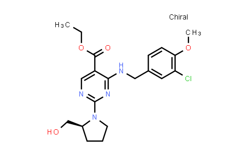 AP10491 | 330785-83-6 | 4-[[(3-Chloro-4-methoxyphenyl)methyl]amino]-2-[(2S)-2-(hydroxymethyl)-1-pyrrolidinyl]-5-pyrimidinecarboxylic acid ethyl ester