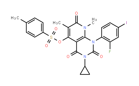 AP10416 | 871700-32-2 | 3-Cyclopropyl-1-(2-fluoro-4-iodophenyl)-6,8-dimethyl-2,4,7-trioxo-1,2,3,4,7,8-hexahydropyrido[2,3-d]pyrimidin-5-yl 4-methylbenzenesulfonate