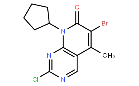 AP00388 | 1016636-76-2 | 6-bromo-2-chloro-8-cyclopentyl-5-methylpyrido[2,3-d]pyrimidin-7(8H)-one