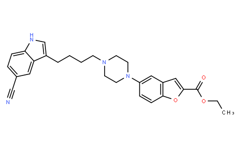 2-Benzofurancarboxylic acid, 5-[4-[4-(5-cyano-1H-indol-3-yl)butyl]-1-piperazinyl]-, ethyl ester