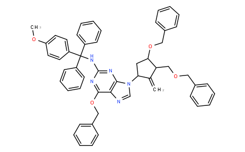 6-(Benzyloxy)-9-((1S,3R,3S)-4-(benzyloxy)-3-(benzyloxymethyl)-2-methylenecyclopentyl)-N-((4-methoxyphenyl)diphenylmethyl)-9H-purin-2-amine