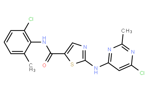 AP10021 | 302964-08-5 | N-(2-Chloro-6-methylphenyl)-2-[(6-chloro-2-methyl-4-pyrimidinyl)amino]-5-thiazolecarboxamide