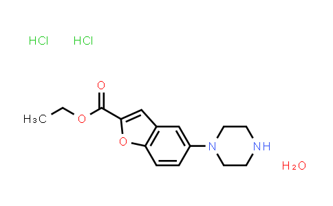 2-Benzofurancarboxylic acid, 5-(1-piperazinyl)-, ethyl ester, (Hydrochloride), hydrate (1:2:1)