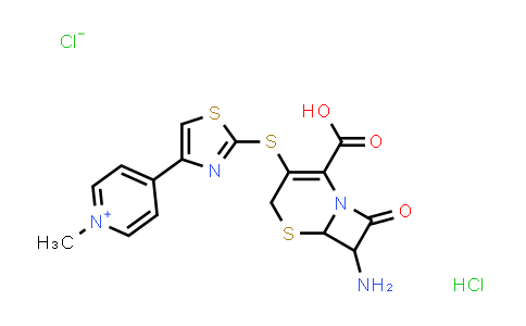 AP11082 | 400827-64-7 | (6R,7R)-7-Amino-3-[[4-(1-methylpyridin-1-ium-4-yl)-1,3-thiazol-2-yl]sulfanyl]-8-oxo-5-thia-1-azabicyclo[4.2.0]oct-2-ene-2-carboxylic acid;chloride;hydrochloride