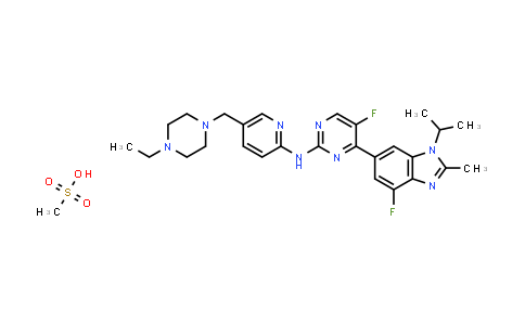 AM12077 | 1231930-82-7 | N-(5-((4-ethylpiperazin-1-yl)methyl)pyridin-2-yl)-5-fluoro-4-(4-fluoro-1-isopropyl-2-methyl-1h-benzo[d]imidazol-6-yl)pyrimidin-2-amine methanesulfonate