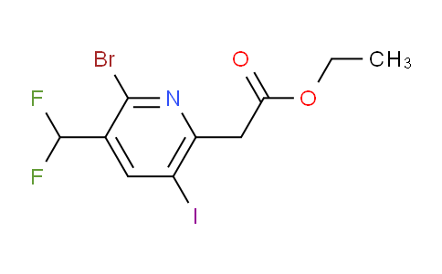 Ethyl 2-bromo-3-(difluoromethyl)-5-iodopyridine-6-acetate