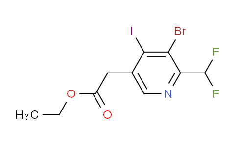 Ethyl 3-bromo-2-(difluoromethyl)-4-iodopyridine-5-acetate