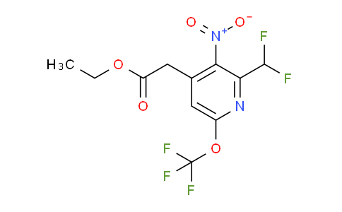 Ethyl 2-(difluoromethyl)-3-nitro-6-(trifluoromethoxy)pyridine-4-acetate