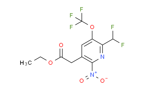 Ethyl 2-(difluoromethyl)-6-nitro-3-(trifluoromethoxy)pyridine-5-acetate