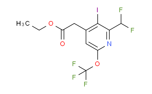 Ethyl 2-(difluoromethyl)-3-iodo-6-(trifluoromethoxy)pyridine-4-acetate