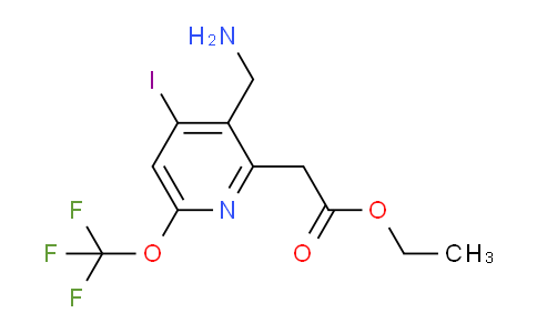 Ethyl 3-(aminomethyl)-4-iodo-6-(trifluoromethoxy)pyridine-2-acetate