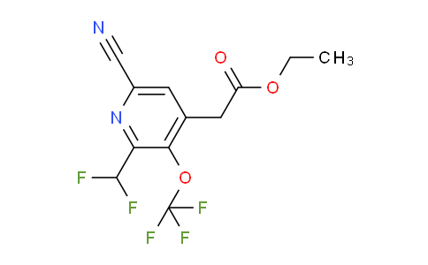 Ethyl 6-cyano-2-(difluoromethyl)-3-(trifluoromethoxy)pyridine-4-acetate