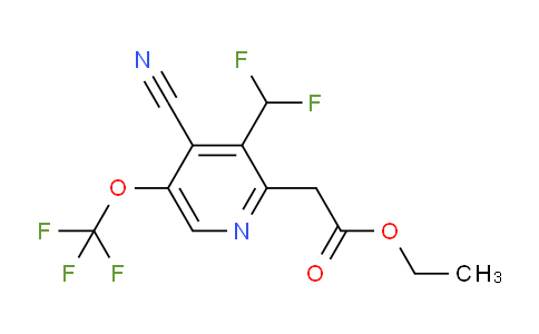 Ethyl 4-cyano-3-(difluoromethyl)-5-(trifluoromethoxy)pyridine-2-acetate