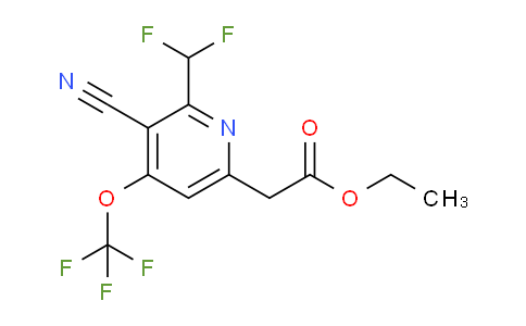 Ethyl 3-cyano-2-(difluoromethyl)-4-(trifluoromethoxy)pyridine-6-acetate