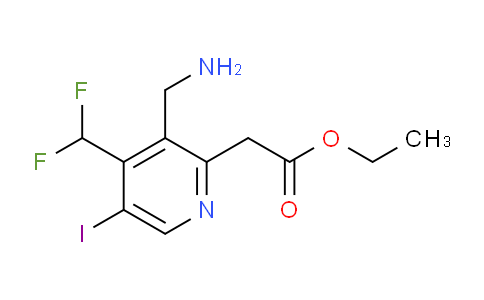 Ethyl 3-(aminomethyl)-4-(difluoromethyl)-5-iodopyridine-2-acetate