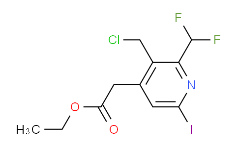 Ethyl 3-(chloromethyl)-2-(difluoromethyl)-6-iodopyridine-4-acetate
