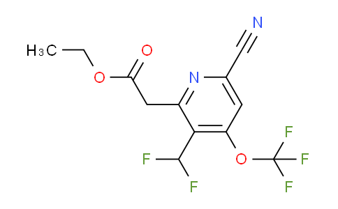 Ethyl 6-cyano-3-(difluoromethyl)-4-(trifluoromethoxy)pyridine-2-acetate