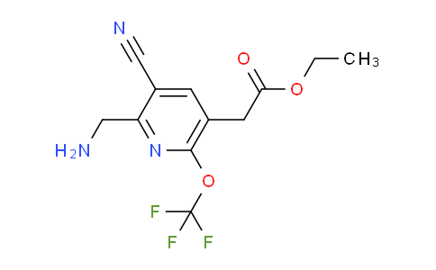 Ethyl 2-(aminomethyl)-3-cyano-6-(trifluoromethoxy)pyridine-5-acetate