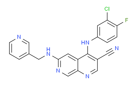 AM235980 | 871307-18-5 | 4-((3-Chloro-4-fluorophenyl)amino)-6-((pyridin-3-ylmethyl)amino)-1,7-naphthyridine-3-carbonitrile