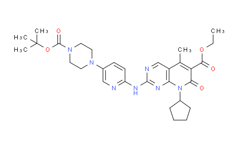 Ethyl 2-((5-(4-(tert-butoxycarbonyl)piperazin-1-yl)pyridin-2-yl)amino)-8-cyclopentyl-5-methyl-7-oxo-7,8-dihydropyrido[2,3-d]pyrimidine-6-carboxylate