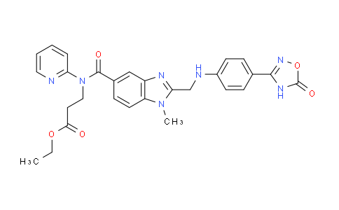 AM242929 | 872728-84-2 | Ethyl 3-(1-methyl-2-(((4-(5-oxo-4,5-dihydro-1,2,4-oxadiazol-3-yl)phenyl)amino)methyl)-N-(pyridin-2-yl)-1H-benzo[d]imidazole-5-carboxamido)propanoate