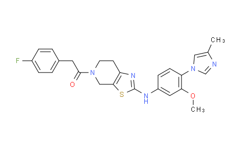 AM244661 | 1077629-25-4 | 2-(4-Fluorophenyl)-1-(2-((3-methoxy-4-(4-methyl-1H-imidazol-1-yl)phenyl)amino)-6,7-dihydrothiazolo[5,4-c]pyridin-5(4H)-yl)ethanone