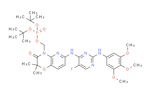 AM245480 | 901119-38-8 | Di-tert-butyl ((6-((5-fluoro-2-((3,4,5-trimethoxyphenyl)amino)pyrimidin-4-yl)amino)-2,2-dimethyl-3-oxo-2H-pyrido[3,2-b][1,4]oxazin-4(3H)-yl)methyl) phosphate