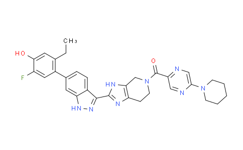 AM247979 | 1421502-62-6 | (2-(6-(2-Ethyl-5-fluoro-4-hydroxyphenyl)-1h-indazol-3-yl)-3,4,6,7-tetrahydro-5h-imidazo[4,5-c]pyridin-5-yl)(5-(piperidin-1-yl)pyrazin-2-yl)methanone