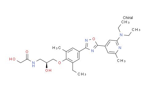 AM249399 | 1062670-13-6 | (S)-N-(3-(4-(5-(2-(diethylamino)-6-methylpyridin-4-yl)-1,2,4-oxadiazol-3-yl)-2-ethyl-6-methylphenoxy)-2-hydroxypropyl)-2-hydroxyacetamide