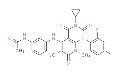 AM249823 | 871700-25-3 | N-(3-(3-cyclopropyl-1-(2-fluoro-4-iodophenyl)-6,8-dimethyl-2,4,7-trioxo-1,2,3,4,7,8-hexahydropyrido[2,3-d]pyrimidin-5-ylamino)phenyl)acetamide