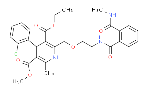 3-Ethyl 5-methyl 4-(2-chlorophenyl)-6-methyl-2-((2-(2-(methylcarbamoyl)-benzamido)ethoxy)methyl)-1,4-dihydropyridine-3,5-dicarboxylate