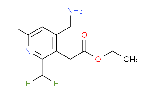 Ethyl 4-(aminomethyl)-2-(difluoromethyl)-6-iodopyridine-3-acetate