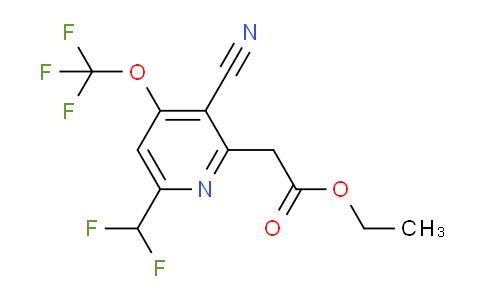 Ethyl 3-cyano-6-(difluoromethyl)-4-(trifluoromethoxy)pyridine-2-acetate