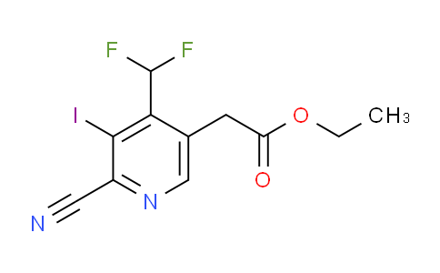 Ethyl 2-cyano-4-(difluoromethyl)-3-iodopyridine-5-acetate