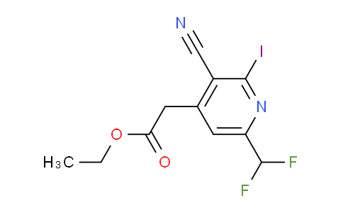 Ethyl 3-cyano-6-(difluoromethyl)-2-iodopyridine-4-acetate