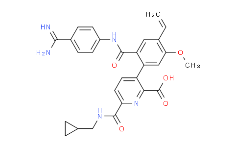 3-(2-((4-Carbamimidoylphenyl)carbamoyl)-5-methoxy-4-vinylphenyl)-6-((cyclopropylmethyl)carbamoyl)picolinic acid