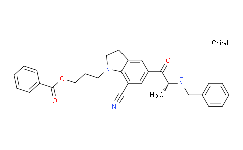 BK2J36 | 1557330-06-9 | 1H-Indole-7-carbonitrile, 1-[3-(benzoyloxy)propyl]-2,3-dihydro-5-[(2R)-1-oxo-2-[(phenylmethyl)amino]propyl]-