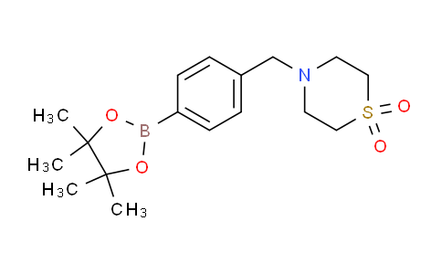 BP30299 | 1092563-25-1 | 4-[4-(4,4,5,5-Tetramethyl[1,3,2]dioxaborolan-2-yl)benzyl]thiomorpholine 1,1-dioxide