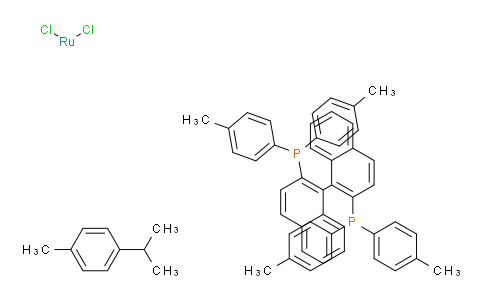 C1N2672 | 131614-43-2 | Chloro[(R)-(+)-2,2'-bis(di-p-tolylphosphino)-1,1'-binaphthyl](p-cymene)ruthenium(II) chloride, [RuCl(p-cymene)((R)-tolbinap)]Cl