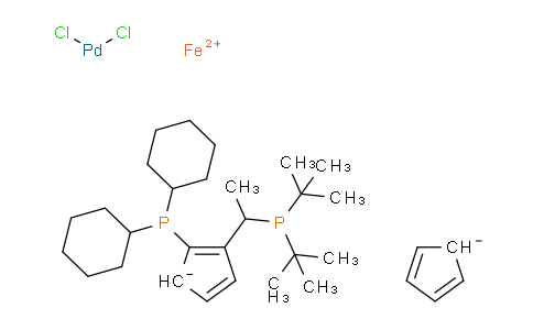 C1S2564 | 854019-82-2 | Cyclopenta-1,3-diene;ditert-butyl-[(1R)-1-(2-dicyclohexylphosphanylcyclopenta-1,4-dien-1-yl)ethyl]phosphane;dichloropalladium;iron(2+)