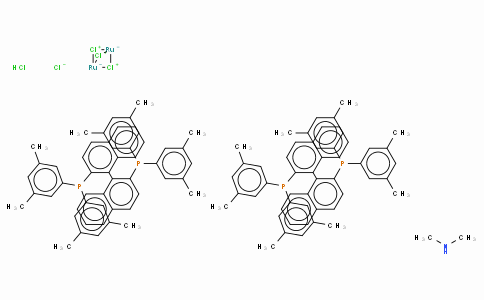 SC10186 | 944451-08-5 | Dimethylammonium dichlorotri(μ-chloro)bis{(R)-(+)-2,2'-bis[di(3,5-xylyl)phosphino]-1,1'-binaphthyl}diruthenate(II),  [NH2Me2][{RuCl((R)-xylbinap)}2(μ-Cl)3]