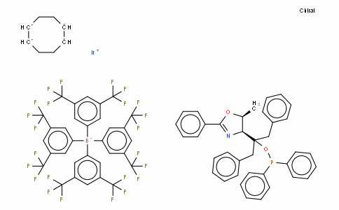 SC10649 | 405235-55-4 | ((4S,5S)-(-)-O-[1-Benzyl-1-(5-methyl-2-phenyl-4,5-dihydrooxazol-4-yl)-2-phenylethyl]-diphenylphosphinite)(1,5-COD)iridium(I) tetrakis(3,5-bis(trifluoromethyl)phenylborate