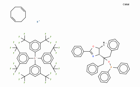 SC10651 | 880262-16-8 | ((4R,5R)-(+)-O-[1-Benzyl-1-(5-methyl-2-phenyl-4,5-dihydrooxazol-4-yl)-2-phenylethyl] (diphenylphosphinite)(1,5-COD)iridium(I) tetrakis(3,5-bis(trifluoromethyl)phenylborate