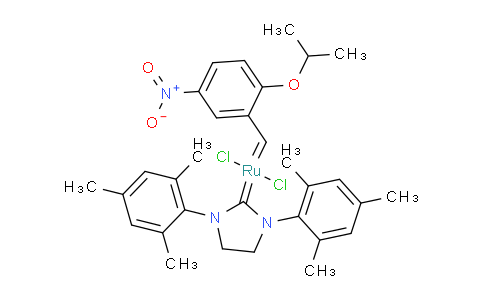 (1,3-双(2,4,6-三甲基苯基)-2-咪唑烷亚基)二氯(2-异丙氧基-5-硝基苯亚甲基)合钌
(GRELA 2代催化剂)