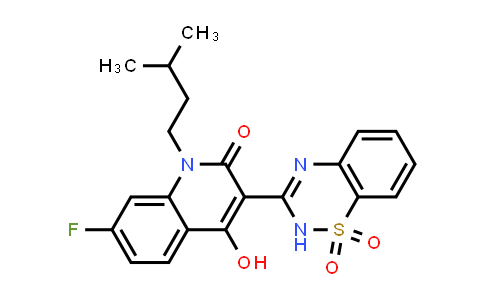 3-(1,1-dioxido-2H-1,2,4-benzothiadiazin-3-yl)-7-fluoro-4-hydroxy-1-(3-methylbutyl)-2(1H)-Quinolinone