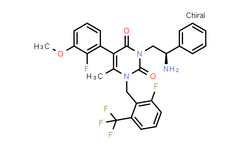 3-[(2R)-2-氨基-2-苯基乙基]-5-(2-氟-3-甲氧基苯基)-1-[[2-氟-6-(三氟甲基)苯基]甲基]-6-甲基-2,4(1H,3H)-嘧啶二酮