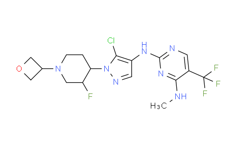 N2-(5-chloro-1-(3-fluoro-1-(oxetan-3-yl)piperidin-4-yl)-1H-pyrazol-4-yl)-N4-methyl-5-(trifluoromethyl)pyrimidine-2,4-diamine