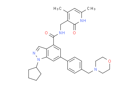 1-cyclopentyl-N-((4,6-dimethyl-2-oxo-1,2-dihydropyridin-3-yl)methyl)-6-(4-(morpholinomethyl)phenyl)-1H-indazole-4-carboxamide