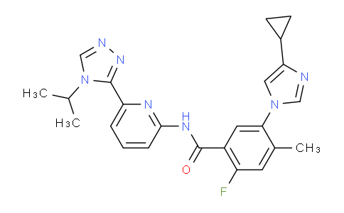 5-(4-cyclopropyl-1H-imidazol-1-yl)-2-fluoro-N-(6-(4-isopropyl-4H-1,2,4-triazol-3-yl)pyridin-2-yl)-4-methylbenzamide