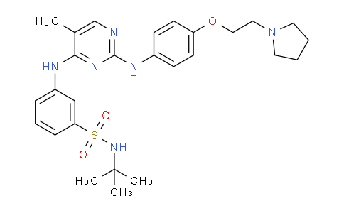 SL12862 | 936091-26-8 | N-(1,1-二甲基乙基)-3-[[5-甲基-2-[[4-[2-(1-吡咯烷基)乙氧基]苯基]氨基]-4-嘧啶基]氨基]苯磺酰胺